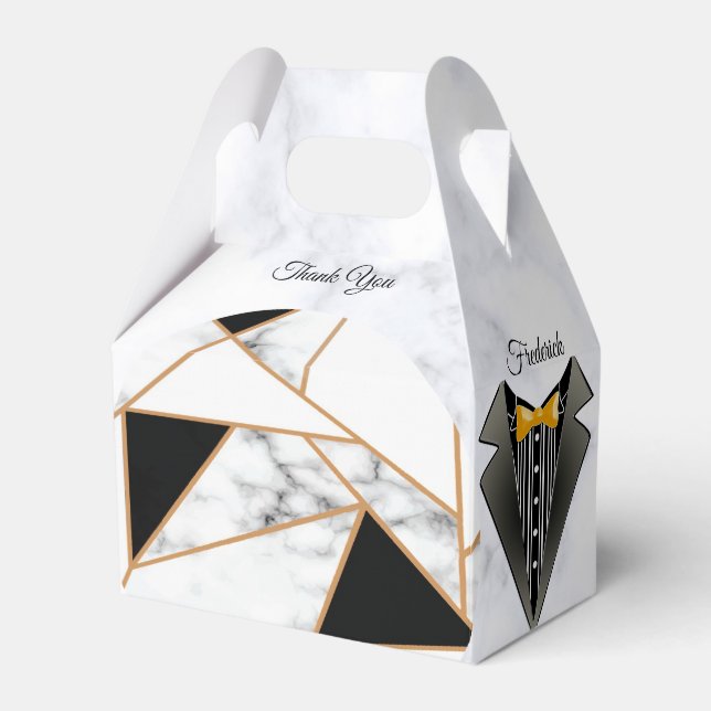 Caja Para Regalos Resumen moderno de oro negro sobre mármol blanco (Front Side)