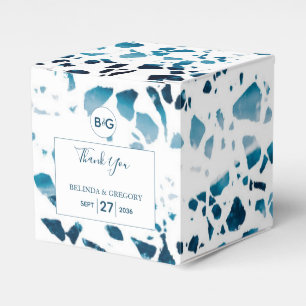Caja Para Regalos Resumen moderno Terrazzo Mosaic Boda azul