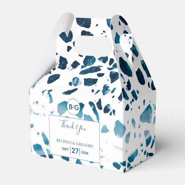 Caja Para Regalos Resumen moderno Terrazzo Mosaic Boda azul (Front Side)