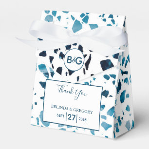 Caja Para Regalos Resumen moderno Terrazzo Mosaic Boda azul