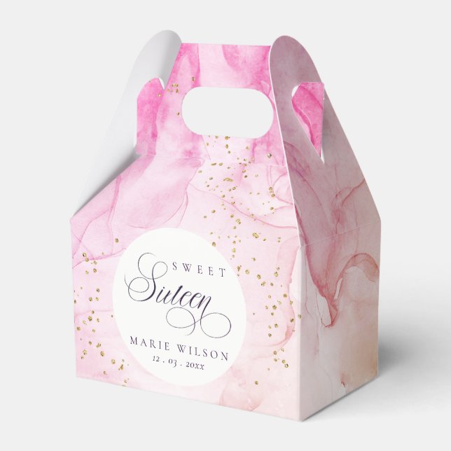 Caja Para Regalos Resumen Pastel Púrpura Rosa Dulce 16 Cumpleaños (Front Side)