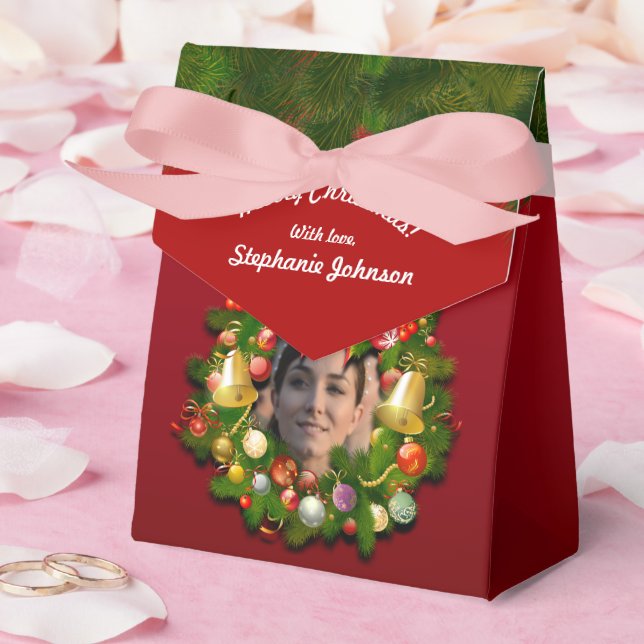 Caja Para Regalos Retrato personalizado Corona de Navidad (Boda)