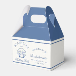 Caja Para Regalos Retro Azul Conchas Marinas & Campanas de Boda Desp