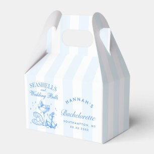 Caja Para Regalos Retro Azules Conchas Marinas & Campanas de Boda De