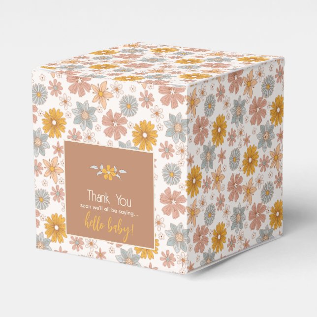 Caja Para Regalos Retro Boho Floral Baby Shower Gracias regalo (Costado Anverso)