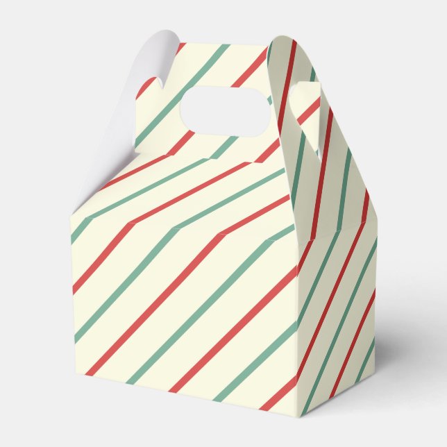 Caja Para Regalos Retro Candy Cane Navidades Strips Red Green (Front Side)