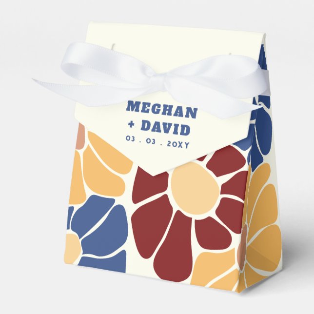 Caja Para Regalos Retro Groovy Boho Moda Boda Floral (Front Side)