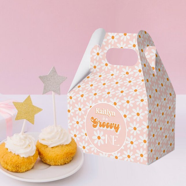 Caja Para Regalos Retro Groovy Un Chica Primer Cumpleaños (Subido por el creador)