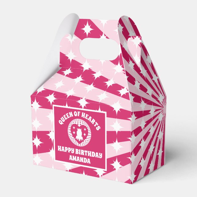 Caja Para Regalos Retro Magenta Reina De La Fiesta De Cumpleaños De  (Reverso)