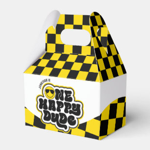 Caja Para Regalos Retro Negro Amarillo Un Amigo Feliz Primer Cumplea