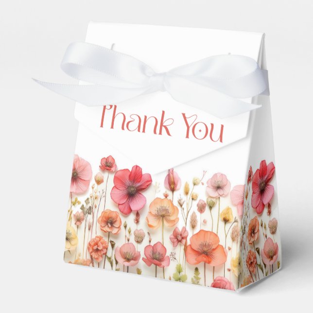 Caja Para Regalos Retro Pastel Rosa Boho Flor silvestre Ducha de nov (Front Side)