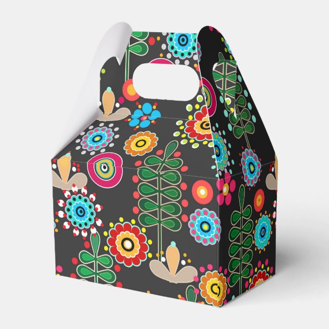 Caja Para Regalos Retro, patrón de flor (Reverso)