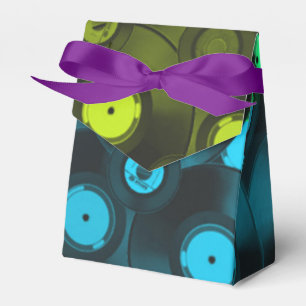 Caja Para Regalos Retro Records Collage neón colorido