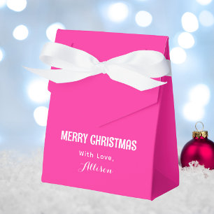 Caja Para Regalos Retro rosa brillante minimalista Feliz Navidad