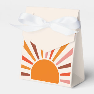Caja Para Regalos Retro Sun Rays Naranja de la puesta de sol rojo am