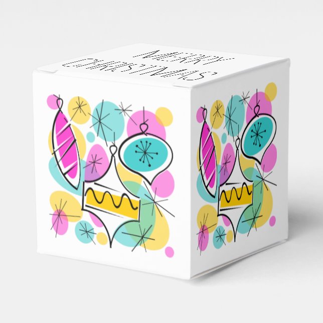 Caja Para Regalos Retro Tree Baubles Feliz Navidad (Costado Anverso)
