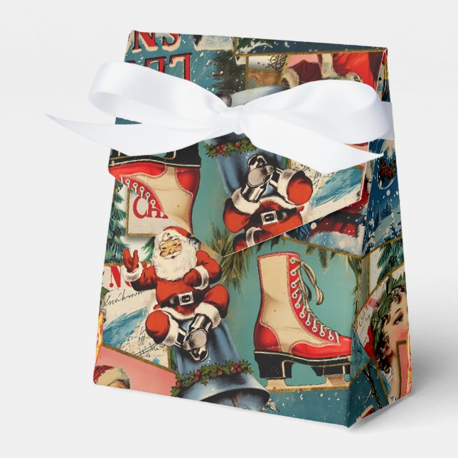 Caja Para Regalos Retro Vintage Christmas Cards Collage (Front Side)