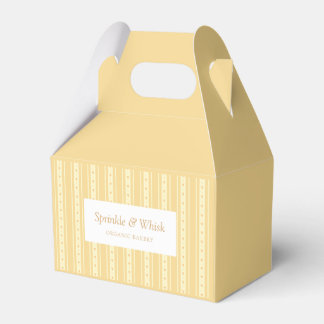 Caja Para Regalos Retro Yellow And Orange Heart Stripes Bakery
