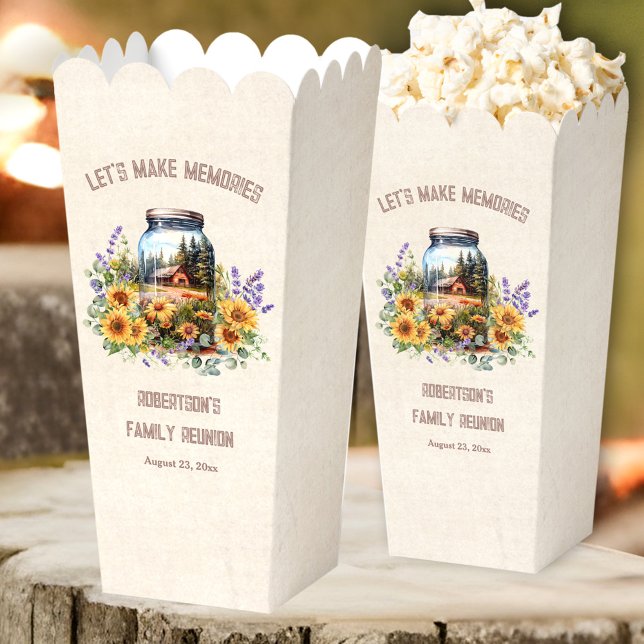 Caja Para Regalos Reunión Familiar Cumpleaños Cabina Forestal Popcor (Family Reunion Birthday Forest Cabin Popcorn Favor Boxes)
