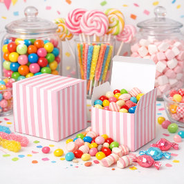 Caja Para Regalos Reunión Social de Helado con Rayas Rosadas