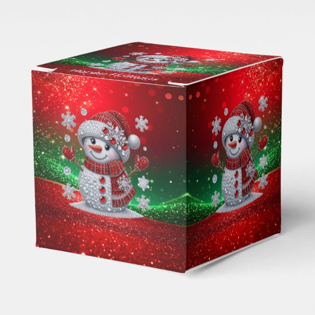 Caja Para Regalos Rhinestones Snowman Holiday Favor Box (Costado Anverso)