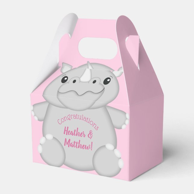 Caja Para Regalos Rhino Baby Shower Pink (Front Side)