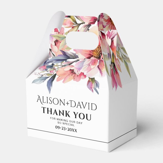 Caja Para Regalos Rhododenron flowers black typography wedding (Front Side)