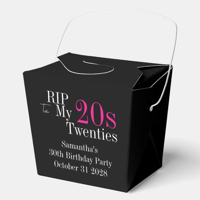 Caja Para Regalos RIP 20s 30th Birthday Party Black Pink (Anverso)