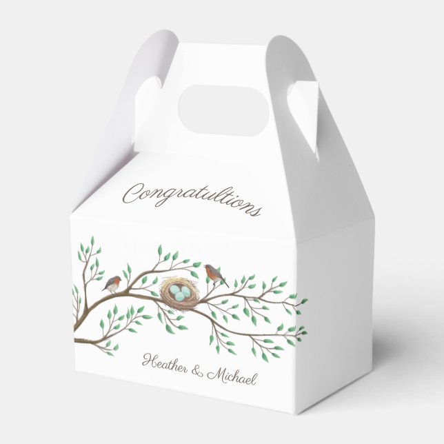 Caja Para Regalos Robin Birds Nest Eggs Spring Baby Shower (Front Side)