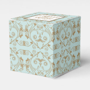 Caja Para Regalos Robin Egg Blue y Gold Damask Wedding
