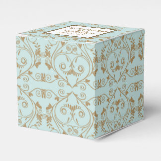 Caja Para Regalos Robin Egg Blue y Gold Damask Wedding