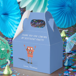 Caja Para Regalos Robot rojo 3D niños fiesta de cumpleaños gracias