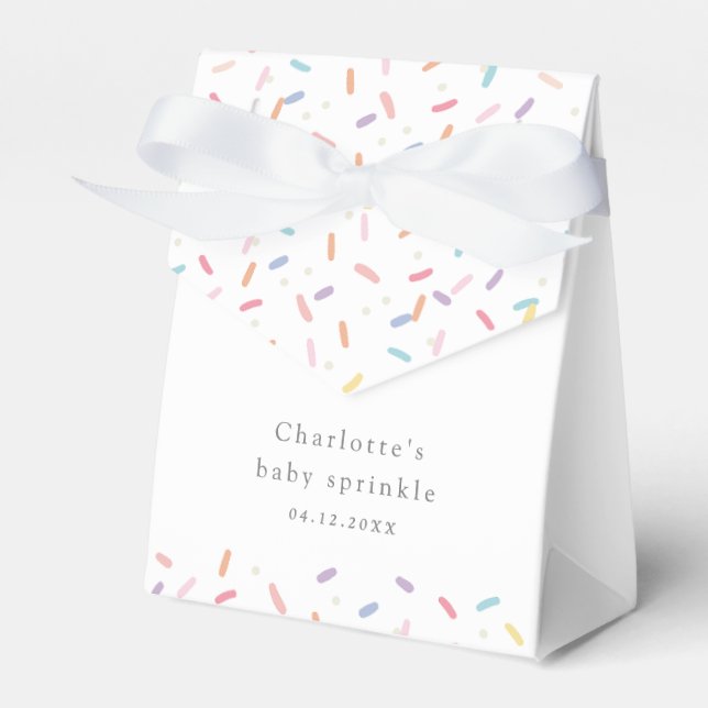 Caja Para Regalos Rocios de arcoiris cortos Bebé Sprinkle Shower (Front Side)