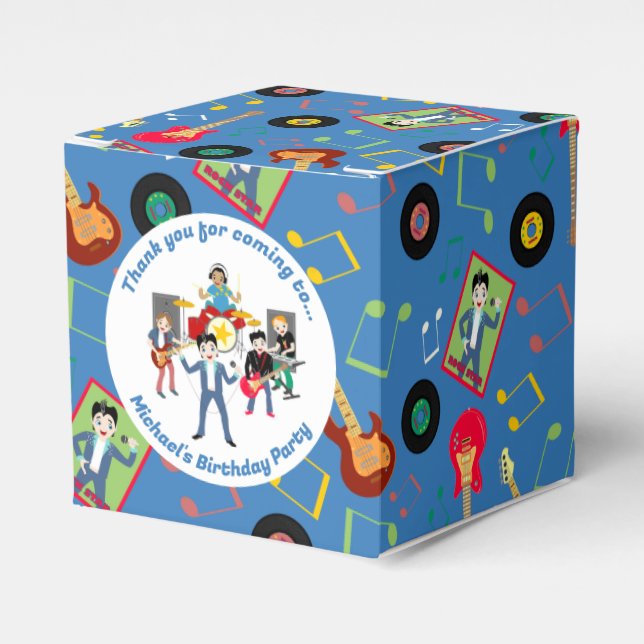Caja Para Regalos Rock Star Boys Band Birthday Party (Costado Anverso)