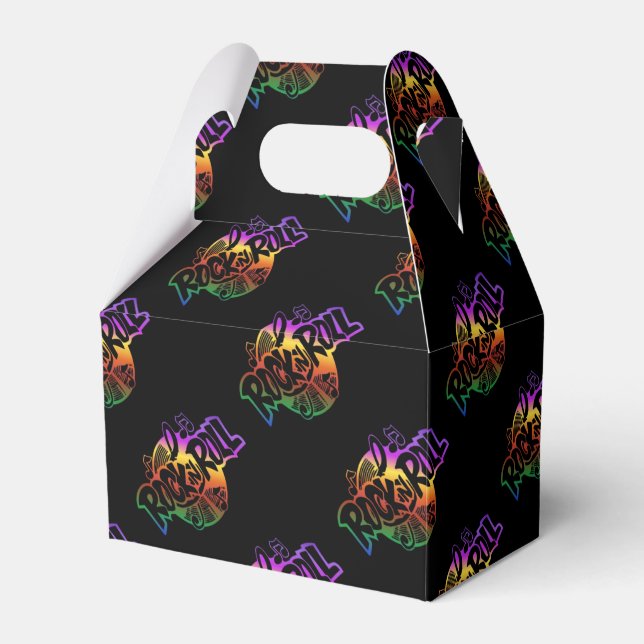 Caja Para Regalos Rock y Rollo Rainbow Music Pattern Favbox (Front Side)