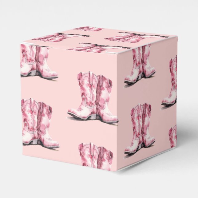 Caja Para Regalos Rodeo Cowgirl Pink Bots baby Shower (Costado Anverso)