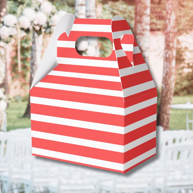 Caja Para Regalos Rojizo Rojo y Blanco Rayado Horizontal Simple (Subido por el creador)