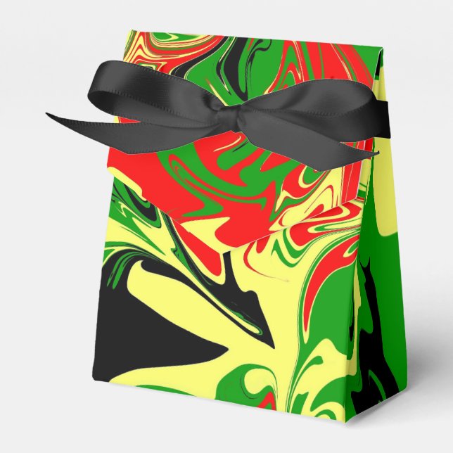 Caja Para Regalos Rojo, amarillo, negro y verde Swirls (Front Side)