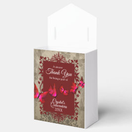 Caja Para Regalos Rojo, Beige Sparkly 15 Quinceanera Favor Box