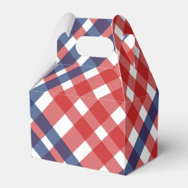 Caja Para Regalos Rojo blanco y azul Gingham Plaid