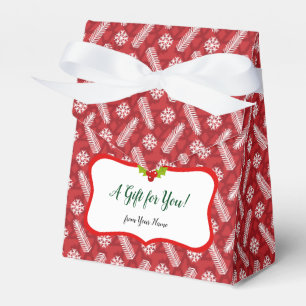Caja Para Regalos Rojo con patrón de Navidades de copos de nieve bla