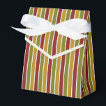 Caja Para Regalos Rojo de rubí, verde oliva, rayado de oro<br><div class="desc">Caja de favores rayada de rojo rubí,  verde oliva y oro con corbata de cinta. Perfecto para todos los temas de decoración de regalo; sencillo/minimalista a máximo según los adornos adicionales.</div>
