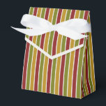 Caja Para Regalos Rojo de rubí, verde oliva, rayado de oro<br><div class="desc">Caja de favores rayada de rojo rubí,  verde oliva y oro con corbata de cinta. Perfecto para todos los temas de decoración de regalo; sencillo/minimalista a máximo según los adornos adicionales.</div>