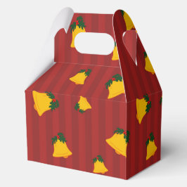 Caja Para Regalos Rojo de vacaciones Campana de raya dorada Navidad