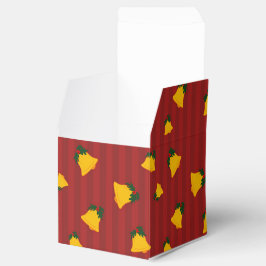 Caja Para Regalos Rojo de vacaciones Dorado Rayas Campanas Navidad