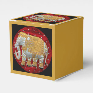 Caja Para Regalos Rojo embellecido y oro del elefante indio