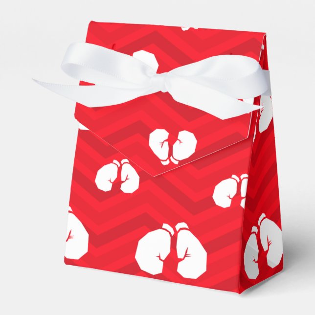 Caja Para Regalos Rojo escarlata, blanco, chevron, boxeador, guantes (Front Side)
