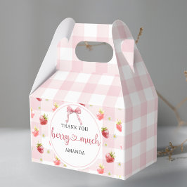 Caja Para Regalos Rojo Fresa Rosa Cuadros Gracias Berry Mucho