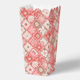 Caja Para Regalos Rojo Rosa Blanco Floral Retro Vintage Groovy