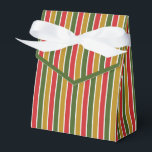 Caja Para Regalos Rojo, verde, rayado de oro<br><div class="desc">Caja de favores de rayas rojas,  verdes y doradas con corbata de cinta. Perfecto para todos los temas de decoración de regalo; sencillo/minimalista a máximo según los adornos adicionales.</div>